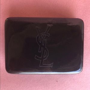 Black patent YSL hand clutch
